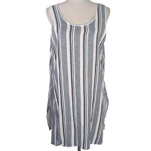 Stark X Women's LG Black White Striped 100% Cotton Beach Coverup